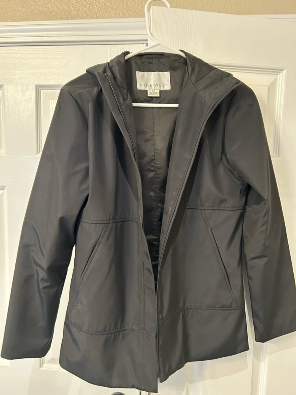 Nine West Black Quilted Hooded Jacket